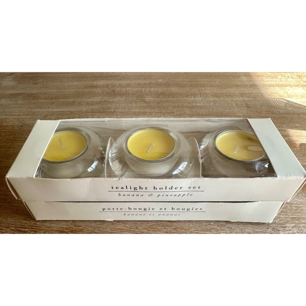 VTG Pier 1 Imports Candle Holder Banana‎ Pineapple Scented Candles (pack Of 2)